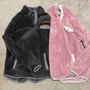 Simply Southern Quilted Snap Pullover - Grey and Pink set of 2